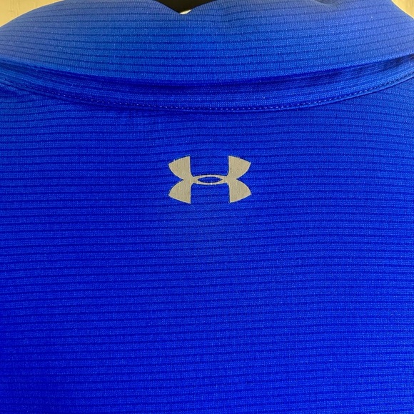 🔷”Under Armour” Royal Blue Sport Performance Button up Polo Shirt “Heat Gear” - Picture 5 of 9